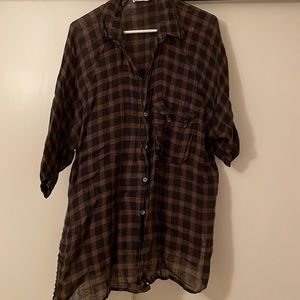 Luciano Soprani black and brown plaid shirt